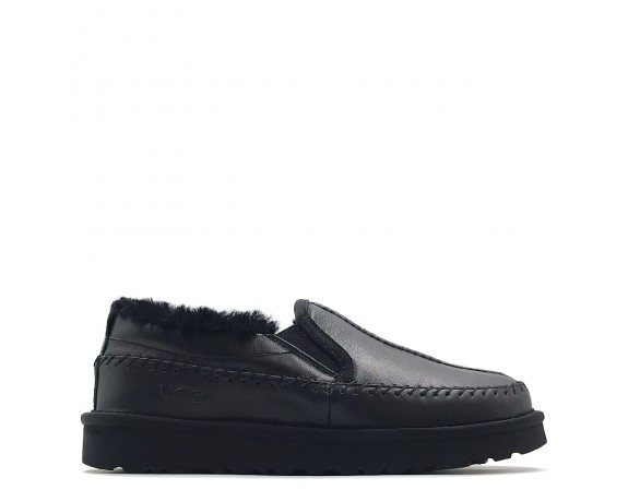 Stitch Slip On Leather Black